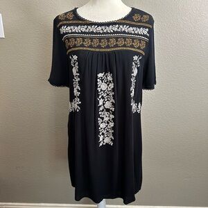 NWT Knox Rose Black Embroidered Gauze Lined Dress